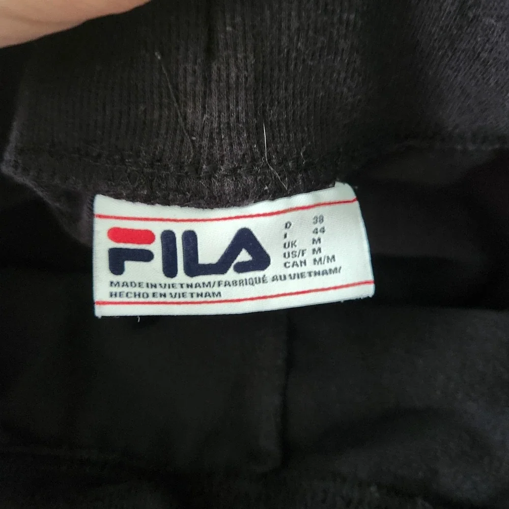 FILAs Joggers Mens Size Medium Taped Jogging Bottoms Black Comfort Running‎